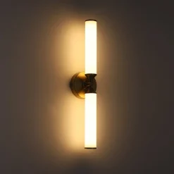 2-Light Ribbed Opal Glass Linear LED Vanity Wall Sconce