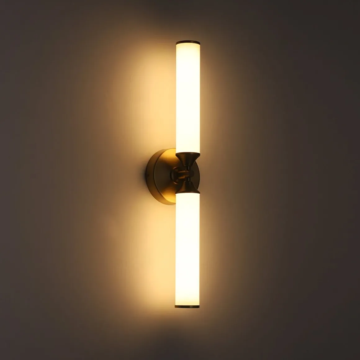 2-Light Ribbed Opal Glass Linear LED Vanity Wall Sconce
