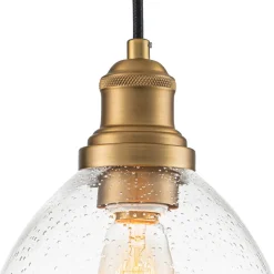1-Light Seeded Glass Bell Dome Kitchen Pendant Light