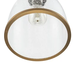 1-Light Seeded Glass Bell Dome Kitchen Pendant Light