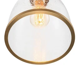 1-Light Seeded Glass Bell Dome Kitchen Pendant Light