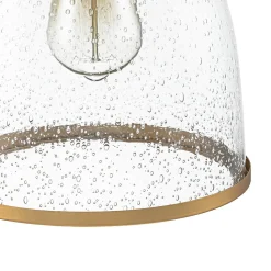 1-Light Seeded Glass Bell Dome Kitchen Pendant Light