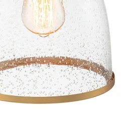 1-Light Seeded Glass Bell Dome Kitchen Pendant Light