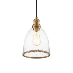 1-Light Seeded Glass Bell Dome Kitchen Pendant Light