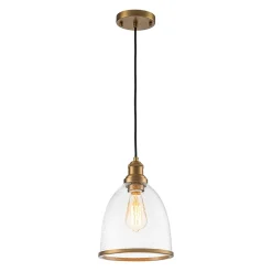 1-Light Seeded Glass Bell Dome Kitchen Pendant Light