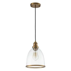 1-Light Seeded Glass Bell Dome Kitchen Pendant Light
