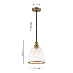1-Light Seeded Glass Bell Dome Kitchen Pendant Light