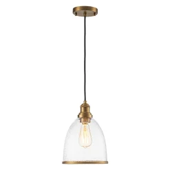 1-Light Seeded Glass Bell Dome Kitchen Pendant Light
