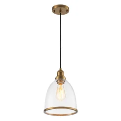 1-Light Seeded Glass Bell Dome Kitchen Pendant Light