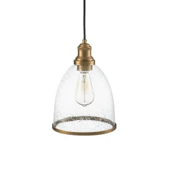 1-Light Seeded Glass Bell Dome Kitchen Pendant Light