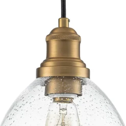 1-Light Seeded Glass Bell Dome Kitchen Pendant Light