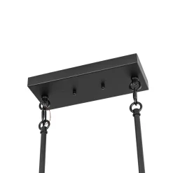 8-Light Seeded Glass Black Brass Linear Island Chandelier