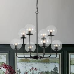 8-Light Seeded Glass Globe Round Sputnik Bubble Chandelier