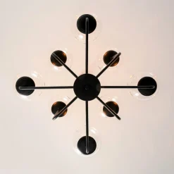 8-Light Seeded Glass Globe Round Sputnik Bubble Chandelier