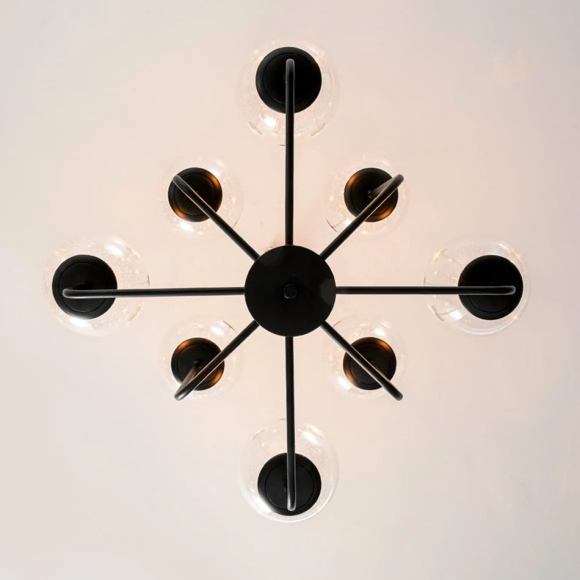 8-Light Seeded Glass Globe Round Sputnik Bubble Chandelier