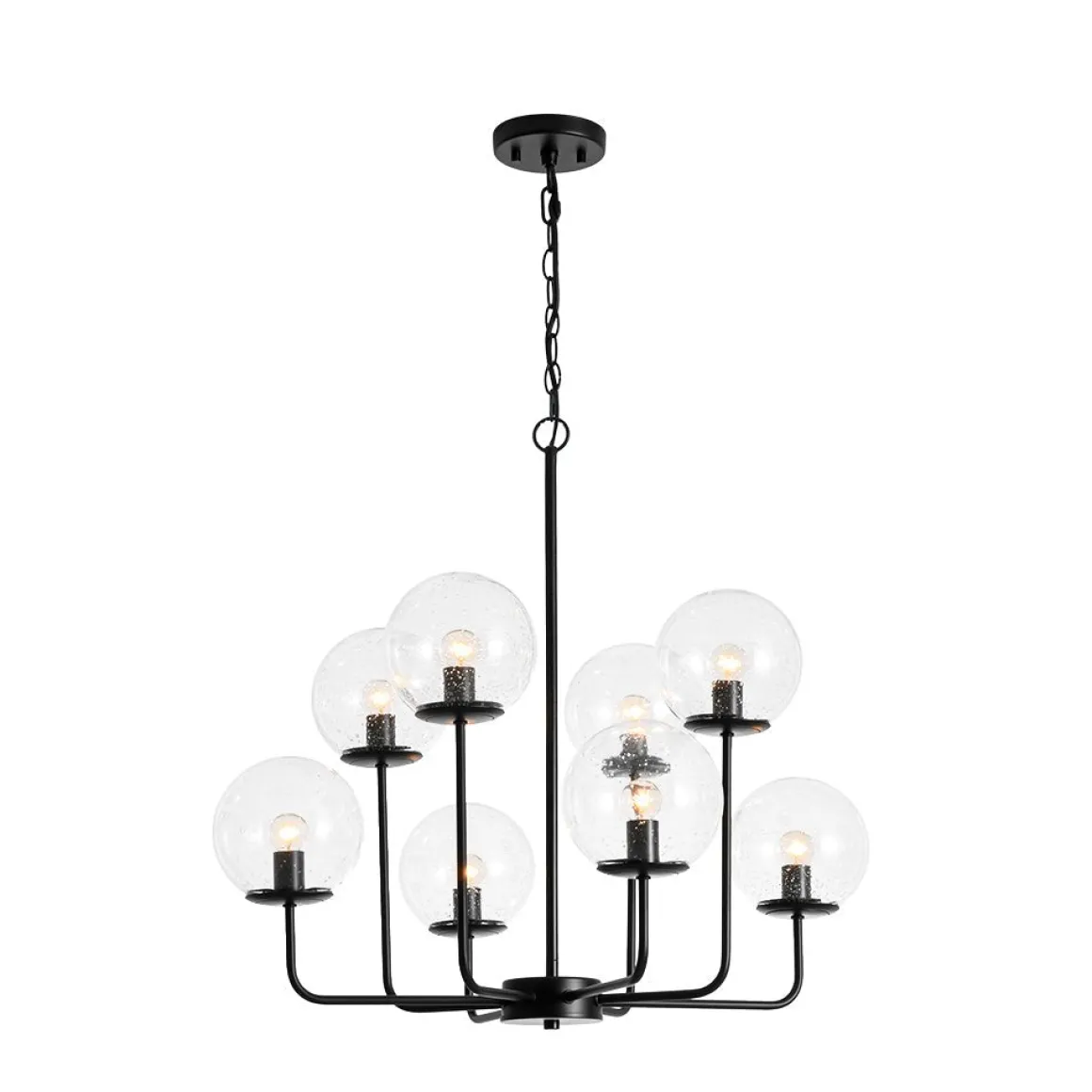 8-Light Seeded Glass Globe Round Sputnik Bubble Chandelier