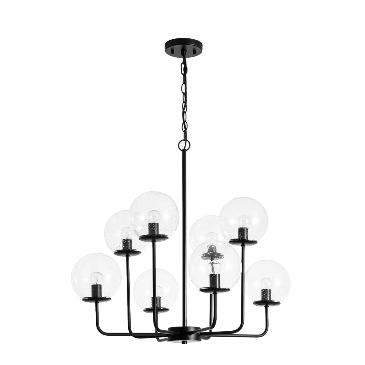 8-Light Seeded Glass Globe Round Sputnik Bubble Chandelier