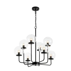 8-Light Seeded Glass Globe Round Sputnik Bubble Chandelier