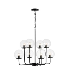 8-Light Seeded Glass Globe Round Sputnik Bubble Chandelier