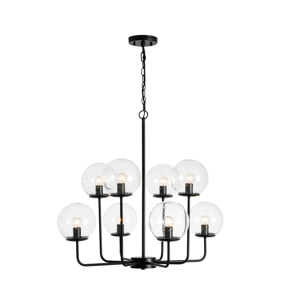 8-Light Seeded Glass Globe Round Sputnik Bubble Chandelier
