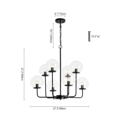 8-Light Seeded Glass Globe Round Sputnik Bubble Chandelier