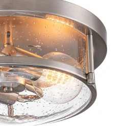 2-Light Seeded Glass Round Flush Mount Ceiling Light