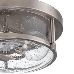 2-Light Seeded Glass Round Flush Mount Ceiling Light