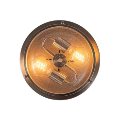 2-Light Seeded Glass Round Flush Mount Ceiling Light