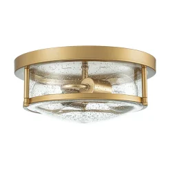 2-Light Seeded Glass Round Flush Mount Ceiling Light