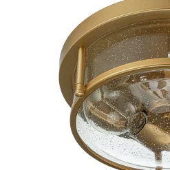 2-Light Seeded Glass Round Flush Mount Ceiling Light