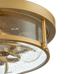 2-Light Seeded Glass Round Flush Mount Ceiling Light