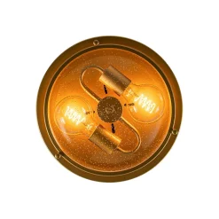 2-Light Seeded Glass Round Flush Mount Ceiling Light