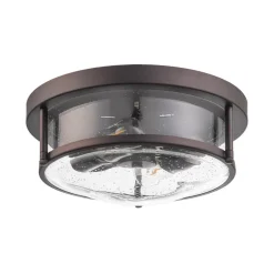 2-Light Seeded Glass Round Flush Mount Ceiling Light