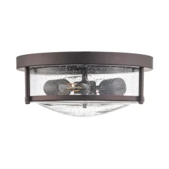 2-Light Seeded Glass Round Flush Mount Ceiling Light