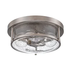 2-Light Seeded Glass Round Flush Mount Ceiling Light