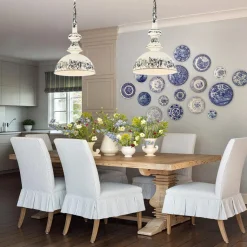 1-Light Shabby Chic Distressed Beige Metal Dome Pendant