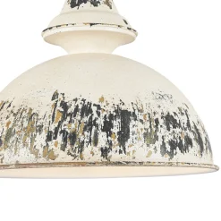 1-Light Shabby Chic Distressed Beige Metal Dome Pendant