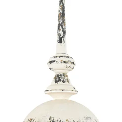1-Light Shabby Chic Distressed Beige Metal Dome Pendant