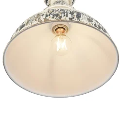 1-Light Shabby Chic Distressed Beige Metal Dome Pendant