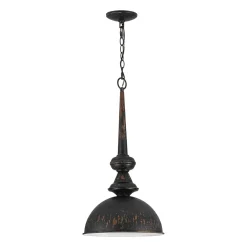 1-Light Shabby Chic Distressed Beige Metal Dome Pendant
