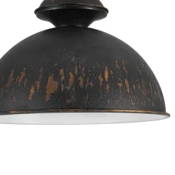 1-Light Shabby Chic Distressed Beige Metal Dome Pendant