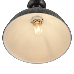 1-Light Shabby Chic Distressed Beige Metal Dome Pendant