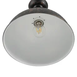 1-Light Shabby Chic Distressed Beige Metal Dome Pendant