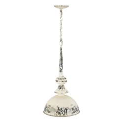 1-Light Shabby Chic Distressed Beige Metal Dome Pendant