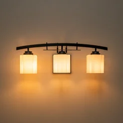 3-Light Shine Opal Glass Bathroom Vanity Wall Lamp