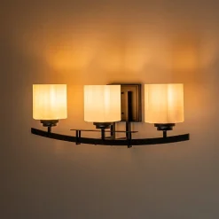 3-Light Shine Opal Glass Bathroom Vanity Wall Lamp