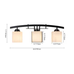 3-Light Shine Opal Glass Bathroom Vanity Wall Lamp