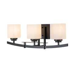 3-Light Shine Opal Glass Bathroom Vanity Wall Lamp