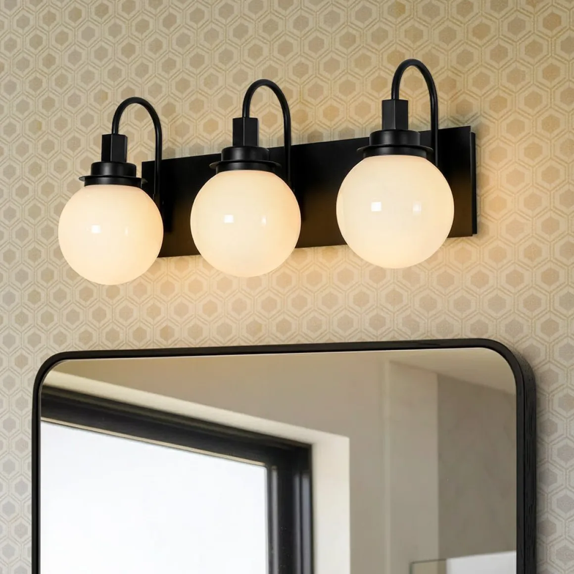 3-Light Shine Opal Glass Globe Bathroom Vanity Wall Sconce