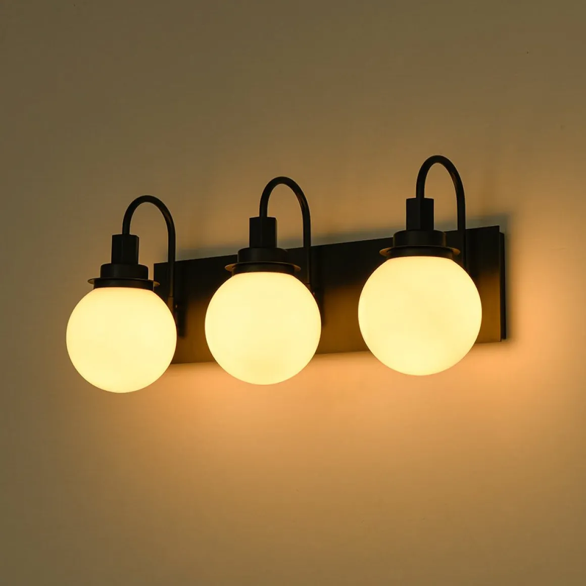 3-Light Shine Opal Glass Globe Bathroom Vanity Wall Sconce